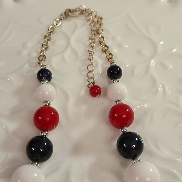 Red, White and Blue Beaded Necklace - Picture 8 of 8